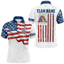 Load image into Gallery viewer, White Grunge USA Flag Patriotic Billiard Shirts For Men Custom American Flag Billiard Team Jerseys TDM3451