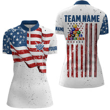 Load image into Gallery viewer, White Grunge USA Flag Patriotic Billiard Shirts For Women Custom American Flag Billiard Team Jerseys TDM3451