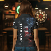 Load image into Gallery viewer, Smoke American Flag Darts Polo, Quarter-Zip Shirt Custom Patriotic Dart Shirts For Women Dart Jerseys TDM3454