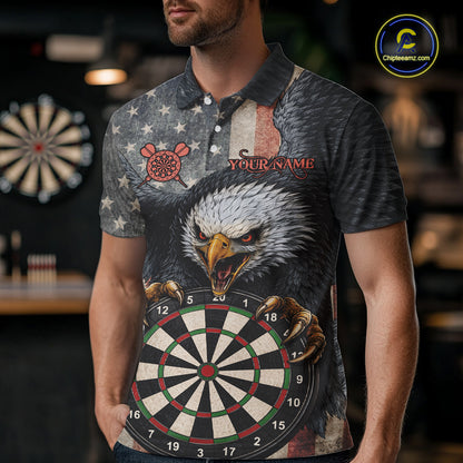 Personalized Vintage American Flag Eagle Darts Shirt For Men Custom Patriotic Darts Team Jerseys TDM5757