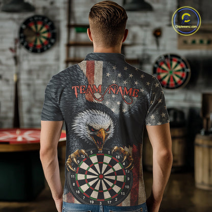 Personalized Vintage American Flag Eagle Darts Shirt For Men Custom Patriotic Darts Team Jerseys TDM5757