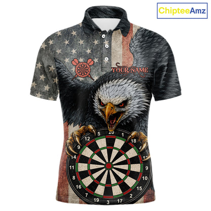 Personalized Vintage American Flag Eagle Darts Shirt For Men Custom Patriotic Darts Team Jerseys TDM5757