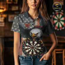 Load image into Gallery viewer, Personalized Vintage American Flag Eagle Darts Shirt For Women Custom Patriotic Darts Team Jerseys TDM5757