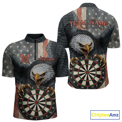 Personalized Vintage American Flag Eagle Darts Shirt For Men Custom Patriotic Darts Team Jerseys TDM5757