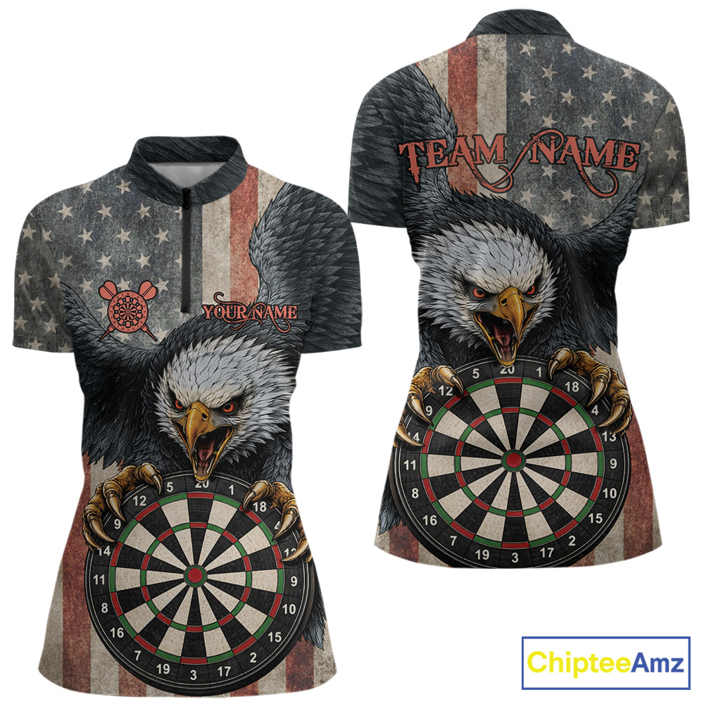 Personalized Vintage American Flag Eagle Darts Shirt For Women Custom Patriotic Darts Team Jerseys TDM5757