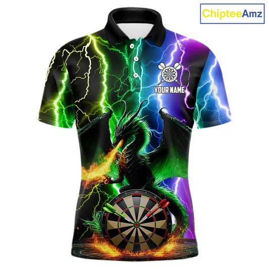 Colorful Lightning Dragon Darts Shirt For Men Custom Darts League Jersey Team Polo & 1/4 Zip TDM5761