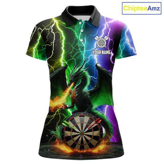Colorful Lightning Dragon Darts Shirt For Women Custom Darts League Jersey Team Polo & 1/4 Zip TDM5761