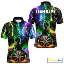 Load image into Gallery viewer, Colorful Lightning Dragon Darts Shirt For Men Custom Darts League Jersey Team Polo &amp; 1/4 Zip TDM5761