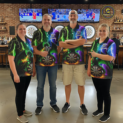 Colorful Lightning Dragon Darts Shirt For Men Custom Darts League Jersey Team Polo & 1/4 Zip TDM5761