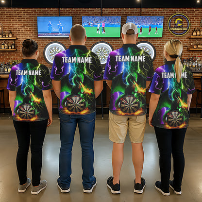 Colorful Lightning Dragon Darts Shirt For Men Custom Darts League Jersey Team Polo & 1/4 Zip TDM5761
