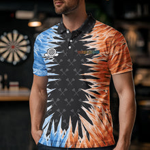 Load image into Gallery viewer, Blue And Orange Icy Men Dart Shirt With Pocket Option Custom Dart Jersey TDM3757