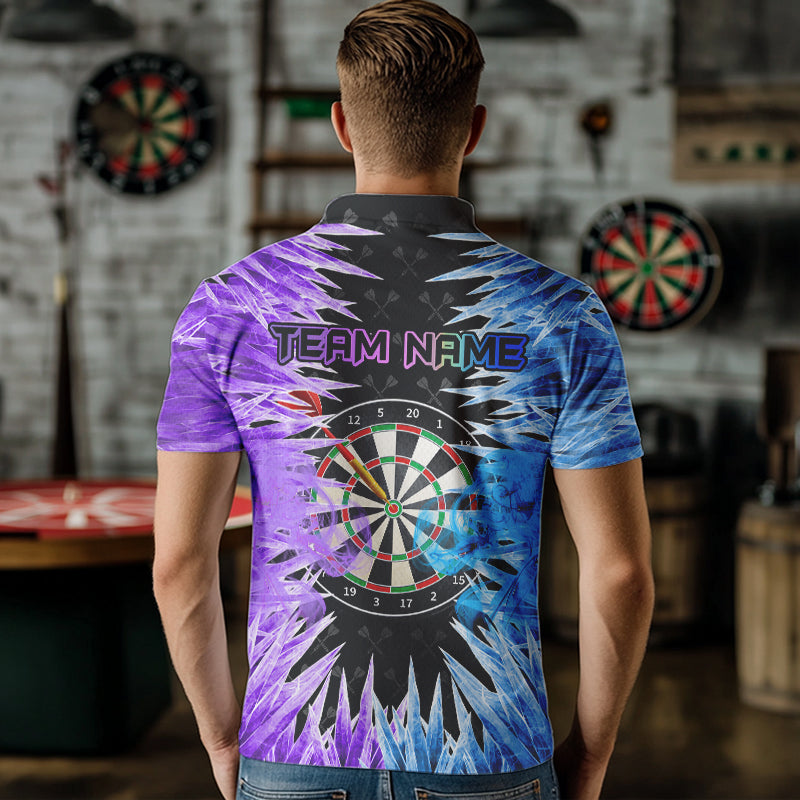 Blue And Purple Icy Men Dart Shirt With Pocket Option Custom Dart Jersey TDM3758