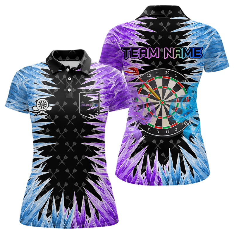 Blue And Purple Icy Women Dart Shirt With Pocket Option Custom Dart Jersey TDM3758