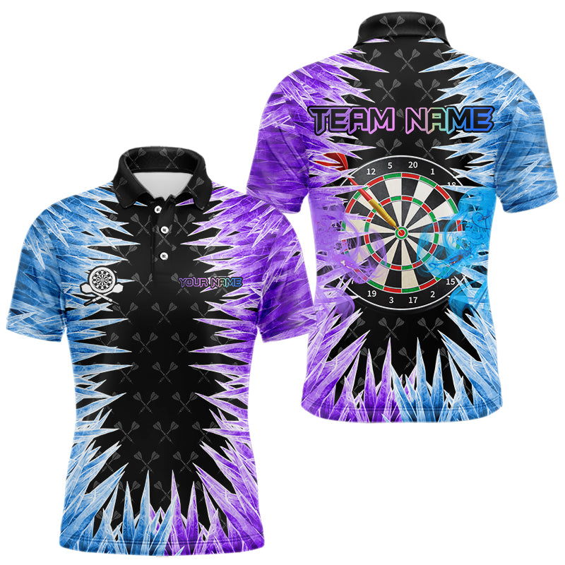 Blue And Purple Icy Men Dart Shirt With Pocket Option Custom Dart Jersey TDM3758