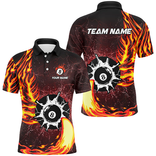 Personalized Multi-Color Funny 8 Ball Pool Fire Billiard Shirts For Pool Player, Billiard Jerseys TDM1636