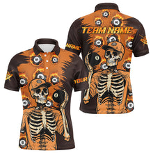 Load image into Gallery viewer, Personalized Orange Funny Skeleton With 8 Ball Pool Men Billiard Shirts, 8 Ball Fire Pool Jerseys TDM1637