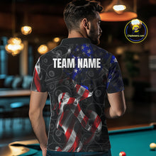 Load image into Gallery viewer, American Flag Smoke 8 Ball Billiard Shirts For Men Custom Patriotic Billiard Pool Team Jerseys TDM4028