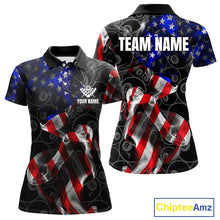 Load image into Gallery viewer, American Flag Smoke 8 Ball Billiard Shirts For Women Custom Patriotic Billiard Pool Team Jerseys TDM4028