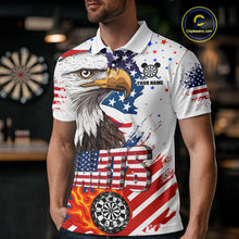 Load image into Gallery viewer, American Flag Eagle Dart Shirt For Men – 3D Dartboard Fire Flame Custom Patriotic Dart Team Jersey TDM4036