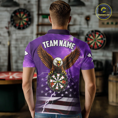 Purple Lightning American Flag Eagle Dart Shirt With Pocket Option For Men TDM6554