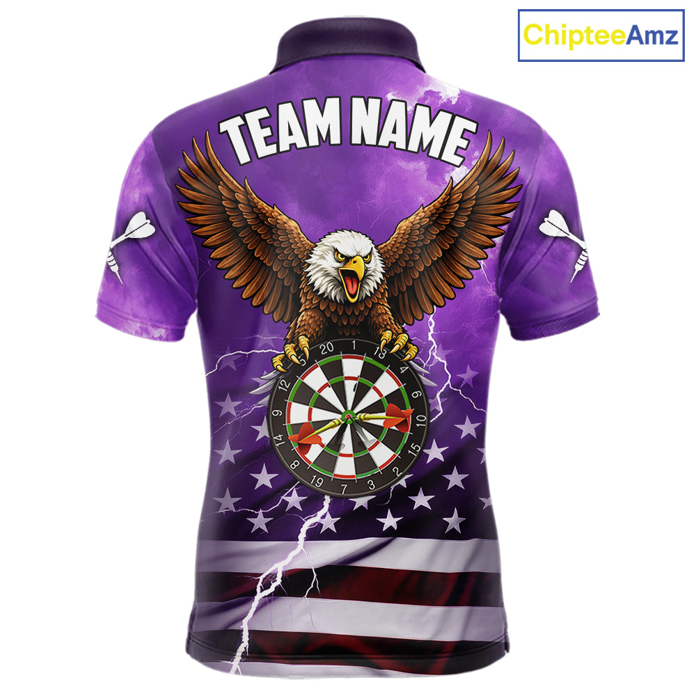 Purple Lightning American Flag Eagle Dart Shirt With Pocket Option For Men TDM6554