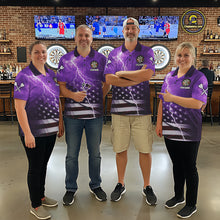 Load image into Gallery viewer, Purple Lightning American Flag Eagle Dart Shirt With Pocket Option For Men TDM6554