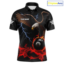 Load image into Gallery viewer, Red Flaming Eagle 8 Ball Pool Billiard Shirts For Men Custom Billiard Team Jersey Polo &amp; 1/4 Zip TDM6560