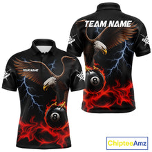 Load image into Gallery viewer, Red Flaming Eagle 8 Ball Pool Billiard Shirts For Men Custom Billiard Team Jersey Polo &amp; 1/4 Zip TDM6560