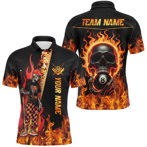 Personalized Funny Skeleton Fire Flame 3D Men Billiard Shirts Custom Skull 8 Ball Pool Shirts TDM1859