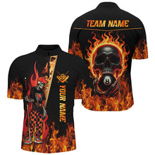 Load image into Gallery viewer, Personalized Funny Skeleton Fire Flame 3D Men Billiard Shirts Custom Skull 8 Ball Pool Shirts TDM1859