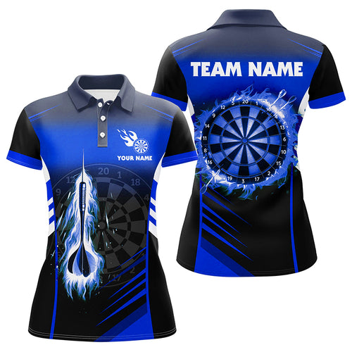 Personalized Darts Fire Arrow Women Dart Polo Shirts Custom Flame Dart Shirt Darts Jersey | Blue TDM2276
