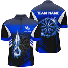 Load image into Gallery viewer, Personalized Darts Fire Arrow Men Dart Polo Shirts Custom Flame Dart Shirt Darts Jersey | Blue TDM2276