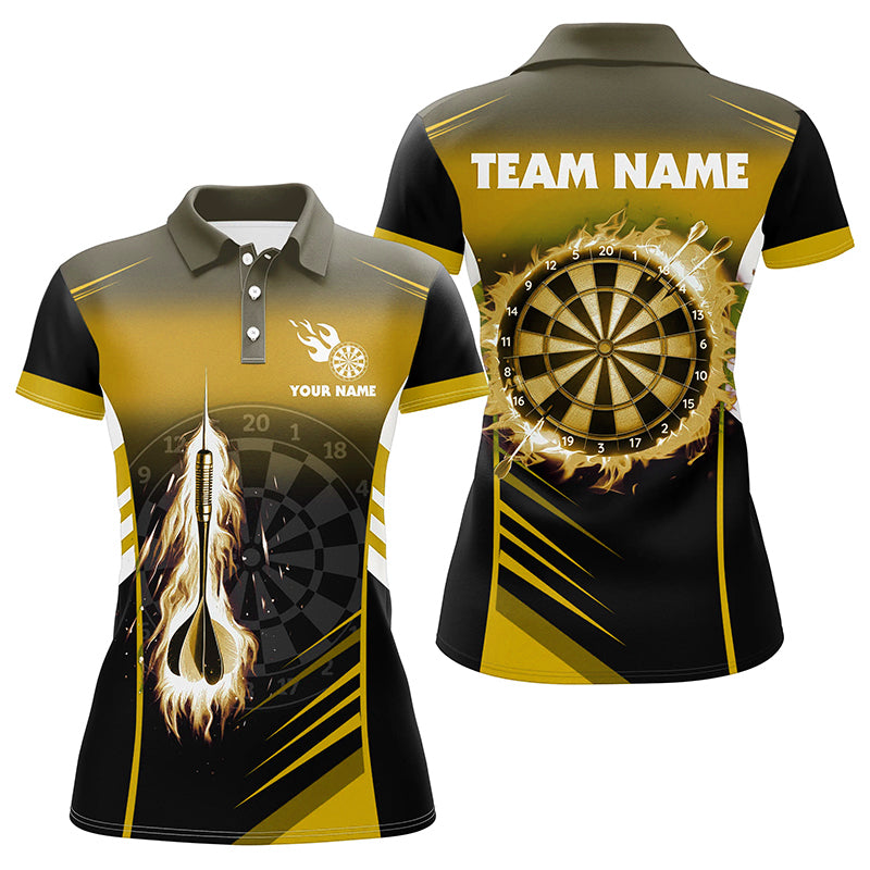 Personalized Darts Fire Arrow Women Dart Polo Shirts Custom Flame Dart Shirt Darts Jersey | Yellow TDM2277