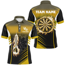Load image into Gallery viewer, Personalized Darts Fire Arrow Men Dart Polo Shirts Custom Flame Dart Shirt Darts Jersey | Yellow TDM2277