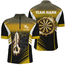 Load image into Gallery viewer, Personalized Darts Fire Arrow Men Dart Polo Shirts Custom Flame Dart Shirt Darts Jersey | Yellow TDM2277