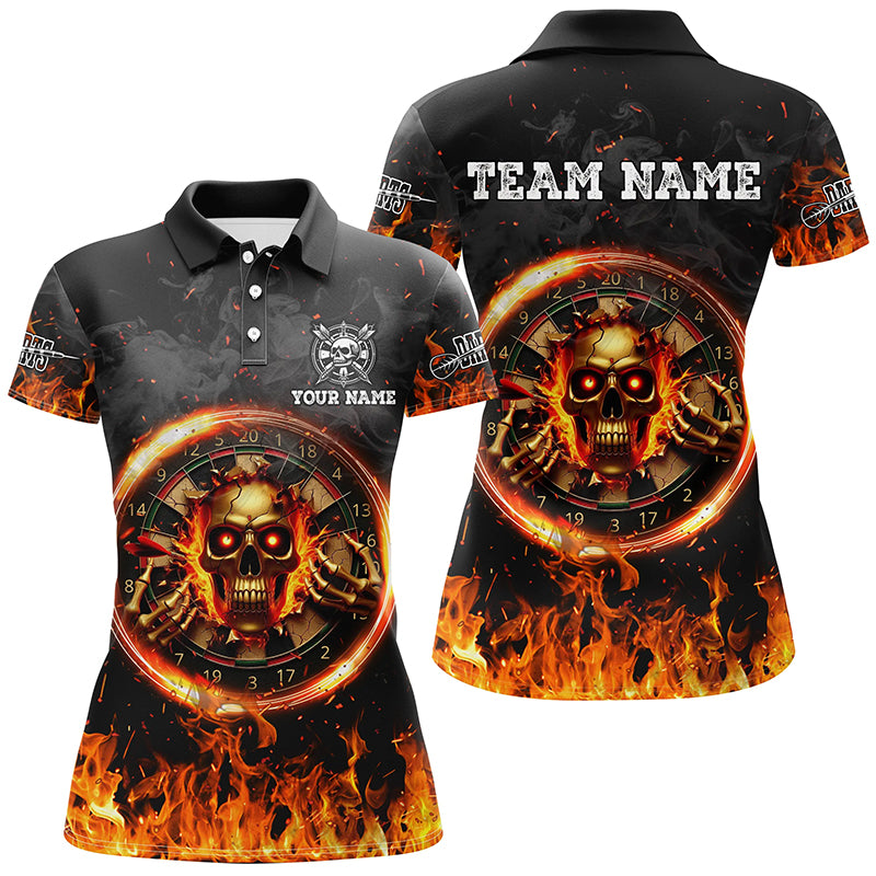 Personalized Skull Dartboard Fire Flame 3D Printed Darts Shirts For Women Team League Darts Jerseys TDM2279