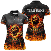 Load image into Gallery viewer, 3D Fire Skull Flame Dartboard Short Sleeves Polo &amp; Quarter-Zip Shirts Custom Darts Shirts For Women TDM2280