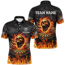 Load image into Gallery viewer, 3D Fire Skull Flame Dartboard Short Sleeves Polo &amp; Quarter-Zip Shirts Custom Darts Shirts For Men TDM2280