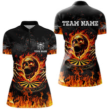 Load image into Gallery viewer, 3D Fire Skull Flame Dartboard Short Sleeves Polo &amp; Quarter-Zip Shirts Custom Darts Shirts For Women TDM2280