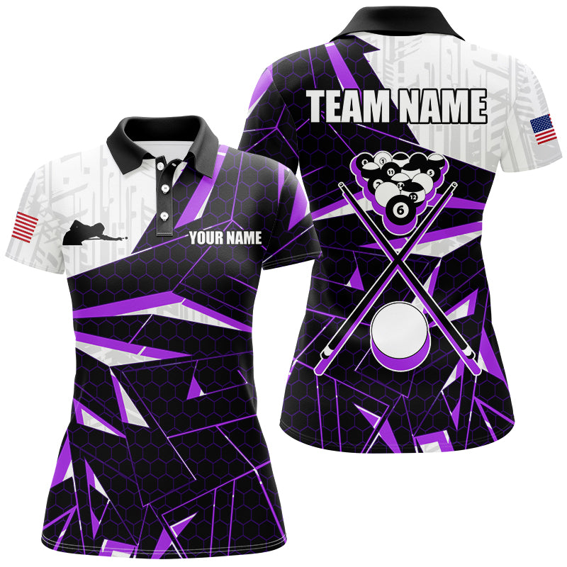 Best Billiard Jerseys For Women Custom Polo & 1/4 Zip Shirts, Billiard Tournament Team Shirt |Purple TDM2546