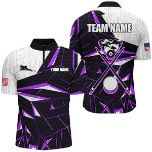 Best Billiard Jerseys For Men Custom Polo & 1/4 Zip Shirts, Billiard Tournament Team Shirt |Purple TDM2546