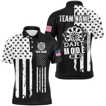 Load image into Gallery viewer, Funny Darts Mode On Custom Black White American Flag Darts Shirts For Men, Patriotic Darts Jerseys TDM2548