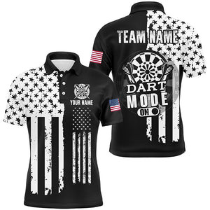 Funny Darts Mode On Custom Black White American Flag Darts Shirts For Men, Patriotic Darts Jerseys TDM2548