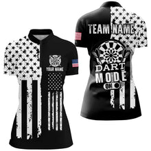 Load image into Gallery viewer, Funny Darts Mode On Custom Black White American Flag Darts Shirts For Women, Patriotic Darts Jerseys TDM2548