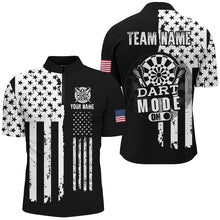 Load image into Gallery viewer, Funny Darts Mode On Custom Black White American Flag Darts Shirts For Men, Patriotic Darts Jerseys TDM2548