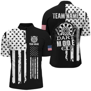 Funny Darts Mode On Custom Black White American Flag Darts Shirts For Men, Patriotic Darts Jerseys TDM2548