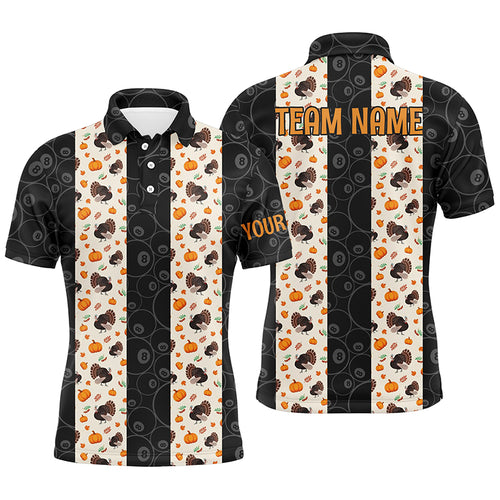 Happy Thanksgiving Days Turkey Chicken And Pumpkins Pattern Custom Billiard Polo Shirts For Men TDM0392
