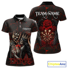 Load image into Gallery viewer, Personalized Skeleton Couple And Roses Gothic Darts Shirt For Women Custom Dart Jersey Outfit|Red TDM5038