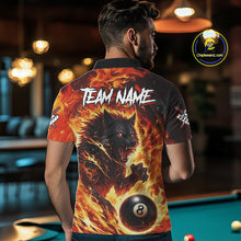 Load image into Gallery viewer, Orange Flaming Wolf 8 Ball Pool Billiard Shirt For Men Custom Billiard League Team Jersey TDM5252