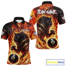 Load image into Gallery viewer, Orange Flaming Wolf 8 Ball Pool Billiard Shirt For Men Custom Billiard League Team Jersey TDM5252